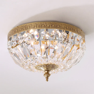 All Copper Classic Country Style Crystal 6-Light Flush Mount Light