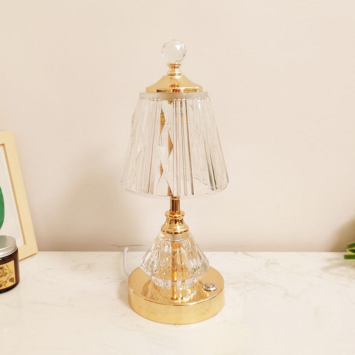 Modern Luxury Glass Metal Diamond Base LED Table Lamp For Bedroom
