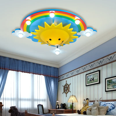 Modern Creative Rainbow Sun Children's LED Flush Mount Lighting