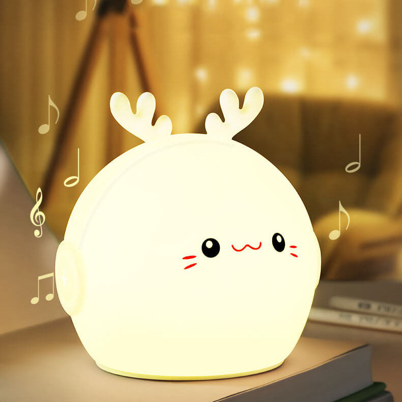 Lámpara de mesa con luz LED USB de silicona con forma de ciervo y conejo creativo 