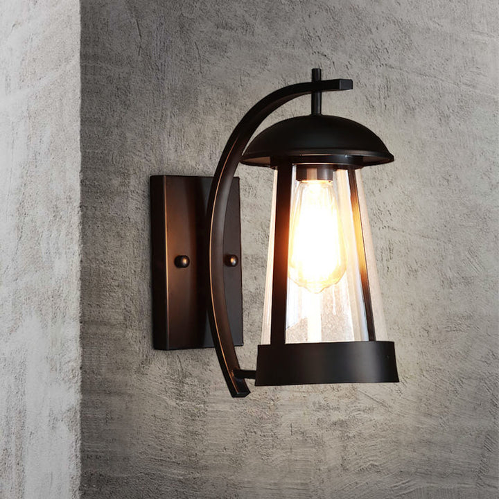 Lámpara de Aplique de Pared Exterior de 1 Luz Curvada Estilo Chino Nuevo e Impermeable 
