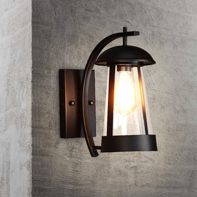 Waterproof New Chinese Style Curved 1-Light Outdoor Wall Sconce Lamp