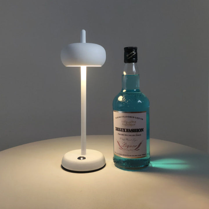 Moderne minimalistische LED-Tischlampe aus Eisen in runder Trommelform mit Touch-Funktion fürs Arbeitszimmer 