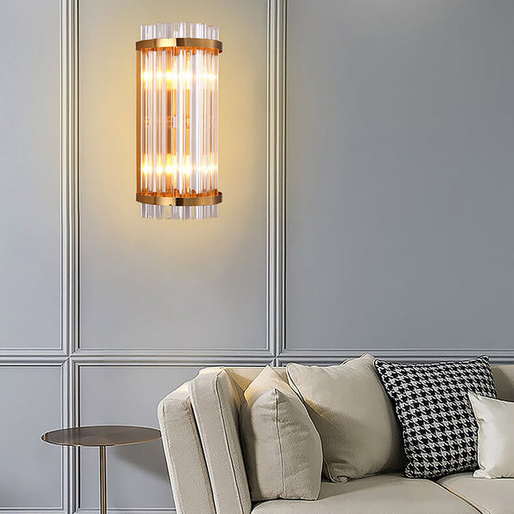 Lámpara de Aplique de Pared de 2 Luces con Columna Plateada de Cristal de Lujo Nórdico 