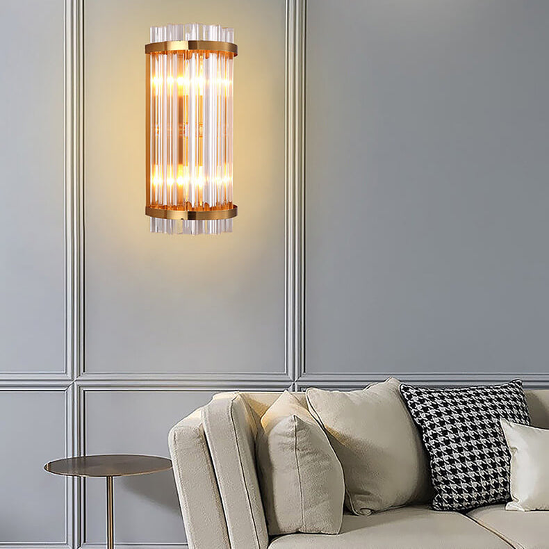 Nordic Luxury Crystal Plated Column 2-Light Wall Sconce Lamp
