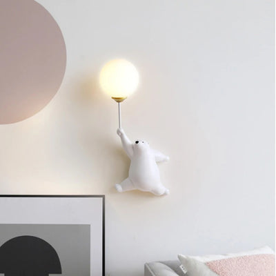 Lámpara Aplique de Pared de 1 Luz con Vidrio de Oso Creativo Moderno 