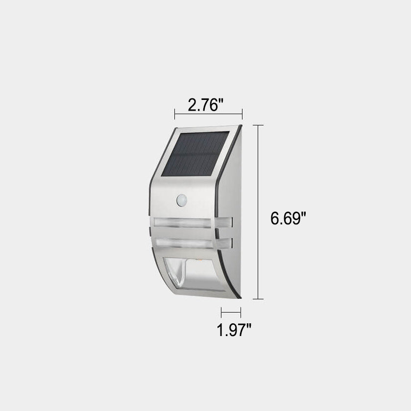 Lámpara de Aplique de Pared LED para Jardín con Sensor de Acero Inoxidable Trapezoidal Solar para Exteriores 