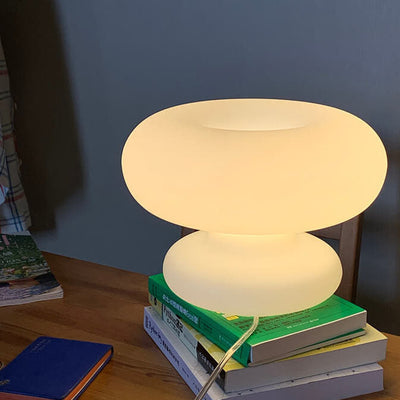 Danish Milk White Mushroom 1-Light Table Lamp