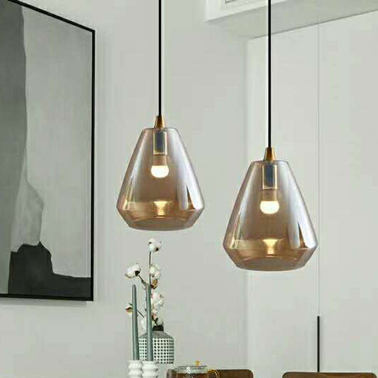 Nordic Minimalistischer Kegelförmiger Glasbehälter 1-Licht Pendelleuchte 