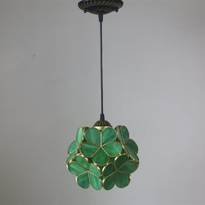 Vintage Stained Glass Petal 1-Light Pendant Light