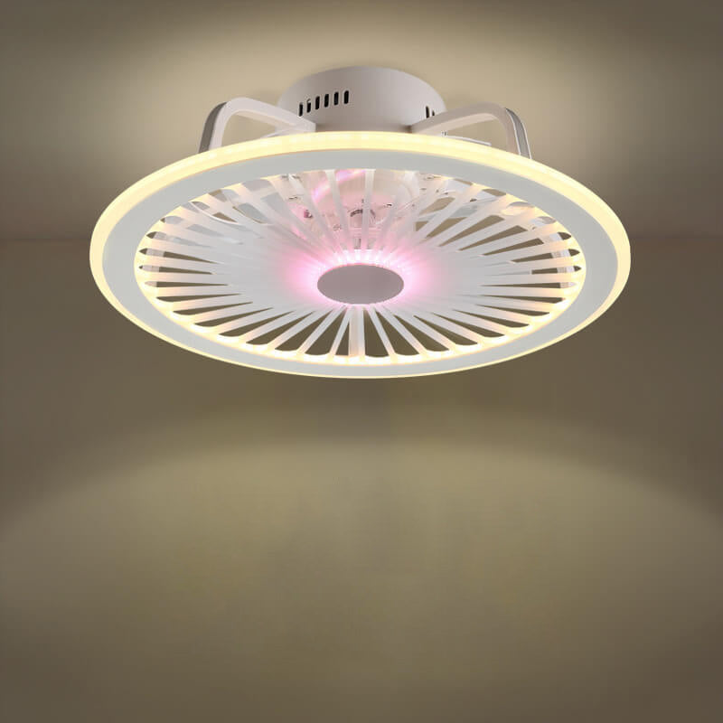 Simple Round Slim ABS LED Flush Mount Ceiling Fan Light