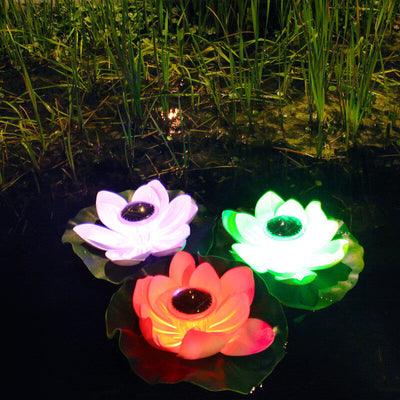 Creative Lotus Flower Waterproof Solar LED Outdoor Patio Pond Water Floating Light