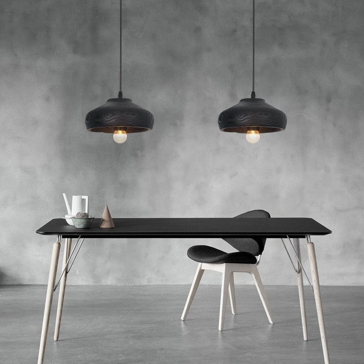 Moderne nordische Pendelleuchte mit schwarzem Kuppelschirm aus Kunstharz, 1-flammig, für Wohnzimmer &amp; Schlafzimmer 