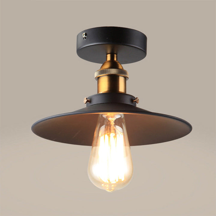 Zeitgenössische industrielle Eisen Regenschirm Schatten 1-Licht Semi-Flush Mount Deckenleuchte für Wohnzimmer 