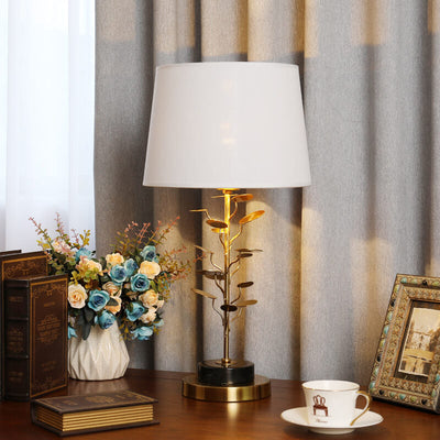 Modern Luxury Fabric Tree Branch Iron Base 1-Light Table Lamp