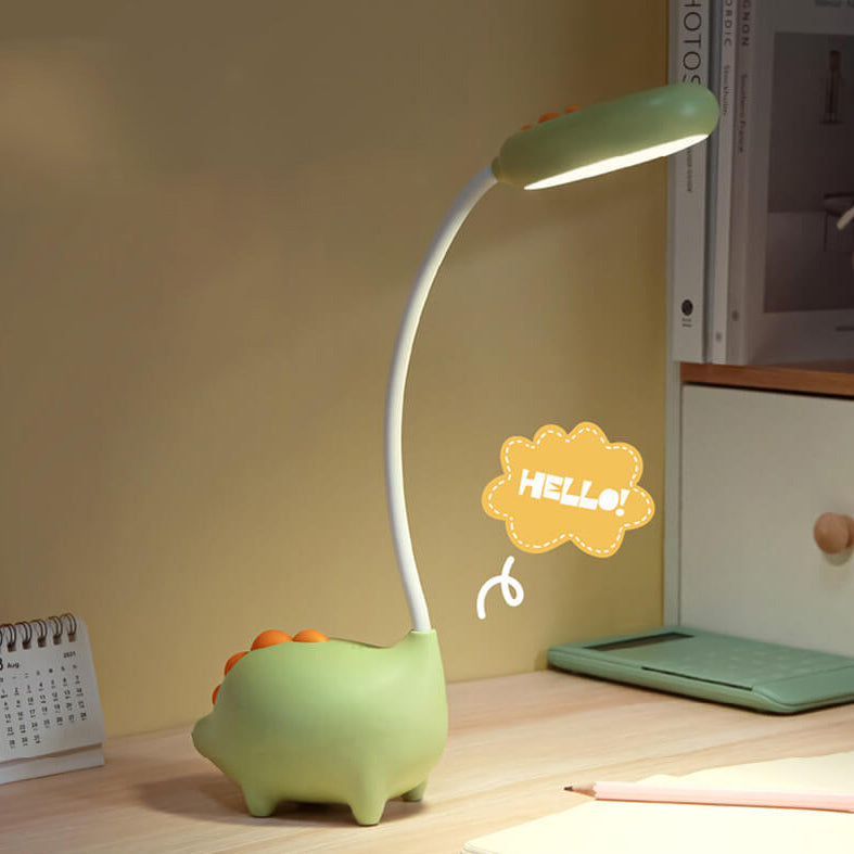 Lámpara de escritorio LED recargable con cuidado de ojos de dinosaurio de dibujos animados 