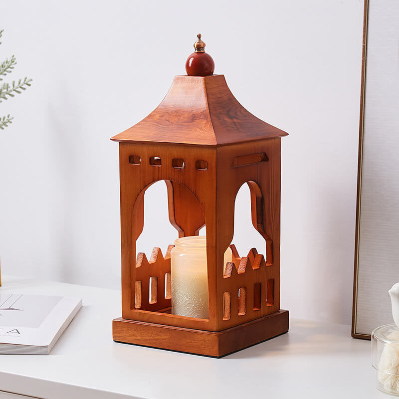 Vintage Walnut Cabin 1-Light Melting Wax Table Lamp