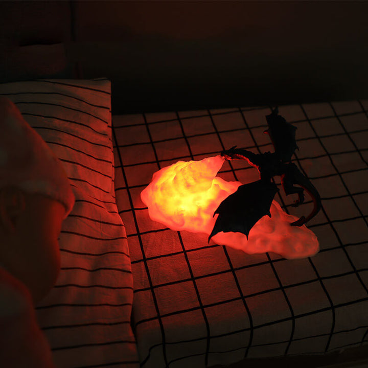 Lampe de table LED Creative 3D imprimée en forme de dragon volcan 