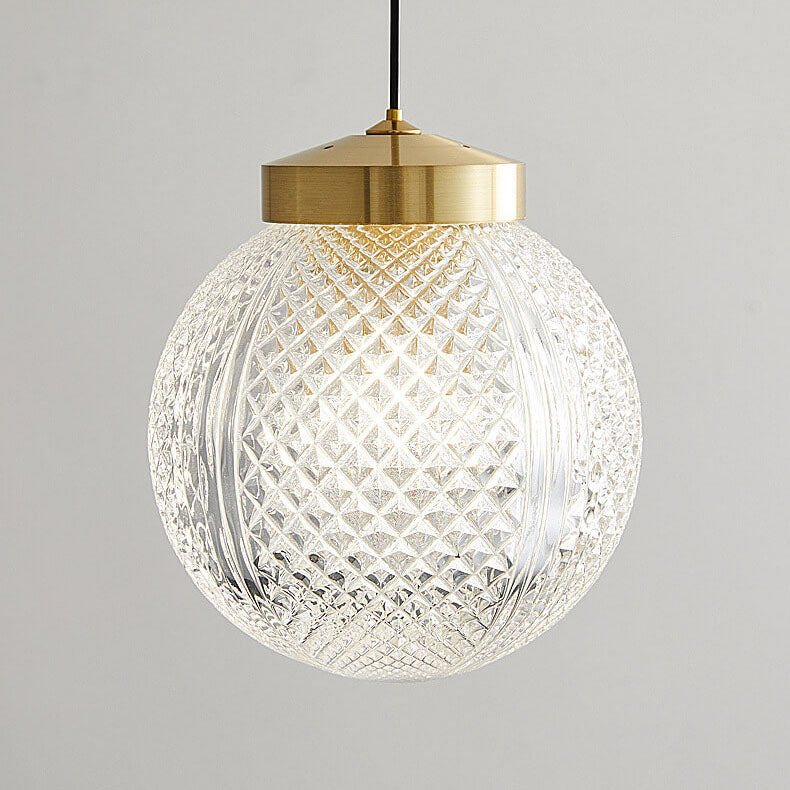 Modern Luxury Spherical Glass Brass 1-Light Pendant Light
