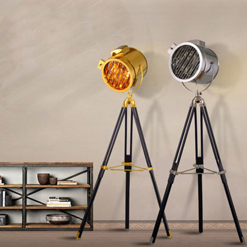 Industrial Simple Tripod Searchlight 1-Light Standing Floor Lamp