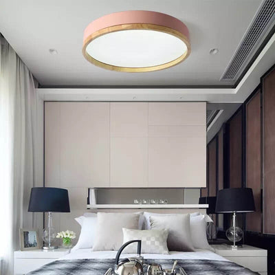 Simple Macaron Round Acrylic LED Flush Mount Ceiling Light