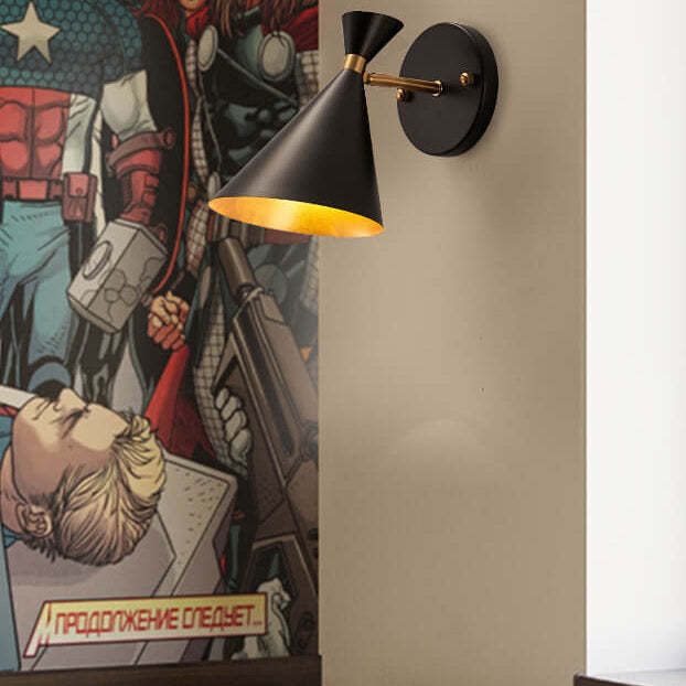 Lampe murale à une lumière Nordic Creative Horn Noir Or 