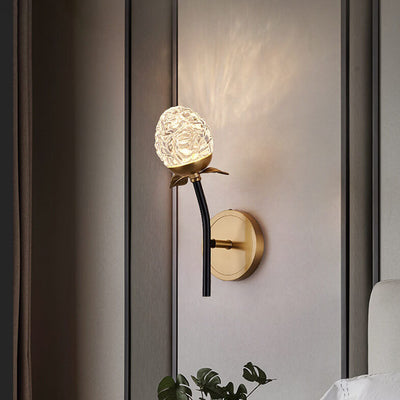 Moderna lámpara de pared con rama de manzana de cristal de lujo 1/2 luces 