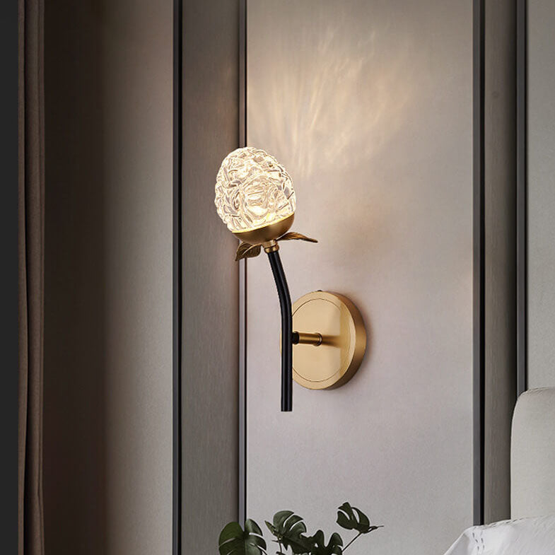 Moderna lámpara de pared con rama de manzana de cristal de lujo 1/2 luces 