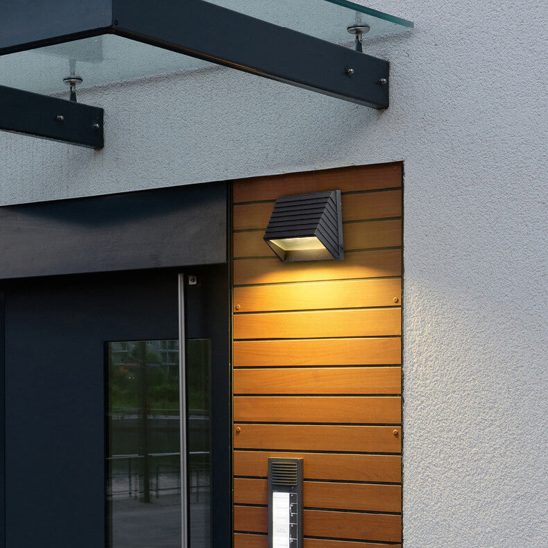 Simple Outdoor Striped Trapezoidal LED Waterproof Patio Wall Sconce Lamp