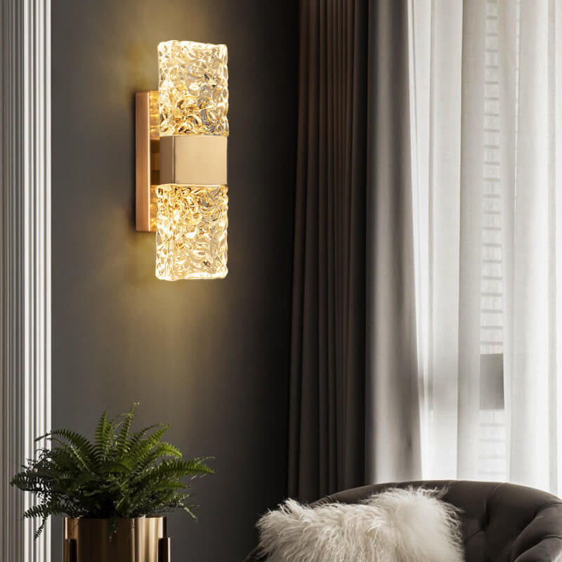 Nordic Light Luxury Corrugated Crystal LED Wall Sconce Lamp