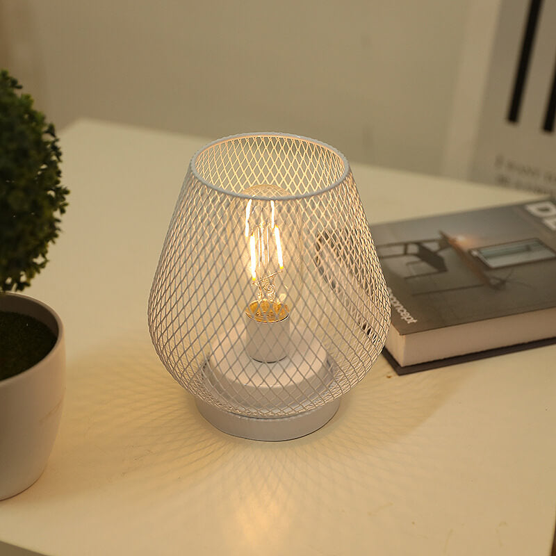 Moderne minimalistische Batterie-Raster-Eisen-Glas 1-Licht Tischlampe 