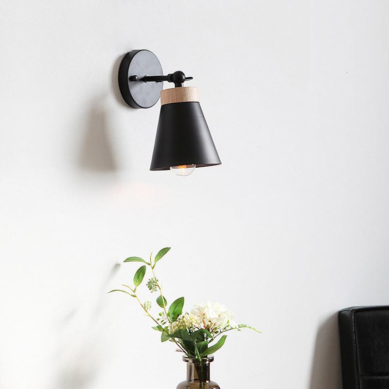Modern Minimalist Macaron Solid Color Ironwood 1-Light Wall Sconce Lamp
