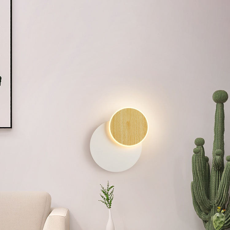 Nordic Minimalist Log Square Round LED Wall Sconce Lamp