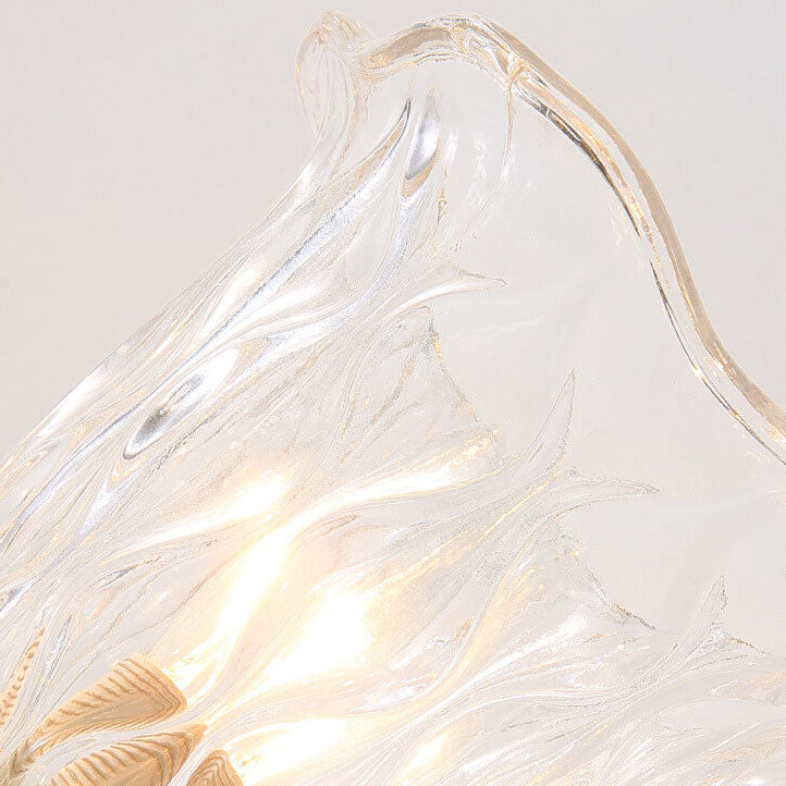 Lámpara Aplique de Pared de Lujo Europeo de Vidrio Floral de Latón con Brazo Curvado 1/2 Luz 