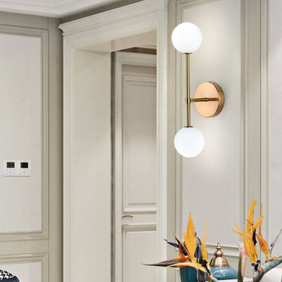 Glass Ball 2-Light  Metal bracket Globe Armed Sconce Lamp