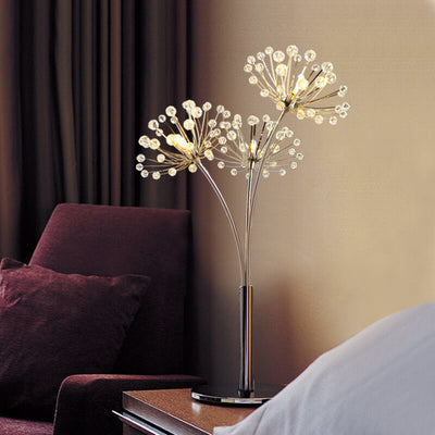 Nordic Creative Dandelion Crystal Bead Iron  3-Light Table Lamp