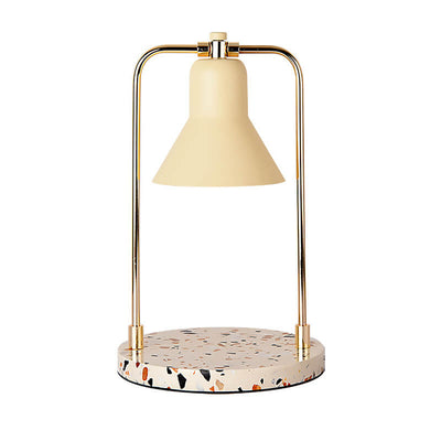 Lampe de table en cire fondue à 2 lumières avec abat-jour en marbre jaune moderne 
