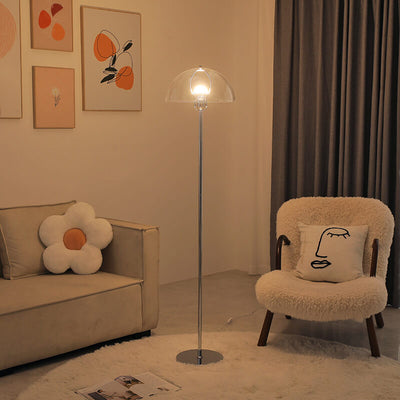 Nordic Vintage Acrylic Clear Dome 1-Light Standing Floor Lamp
