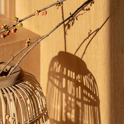 Modern Bamboo And Rattan Weaving Hollow Birdcage Design 1-Light Pendant Light