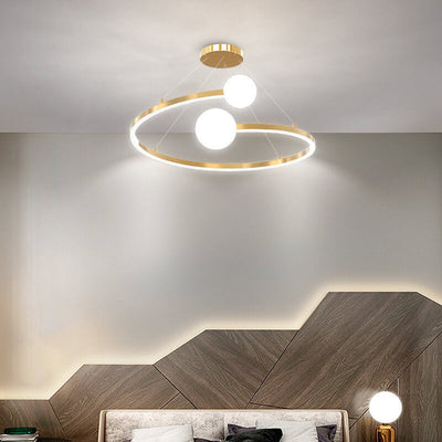 Nordic Light Luxury Creative Open Ring Design LED Chandelier