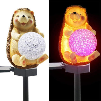 Modern Creative Cute Hedgehog Resin Decorative Solar Outdoor Lawn LED Garden Ground Insert Landscape Light