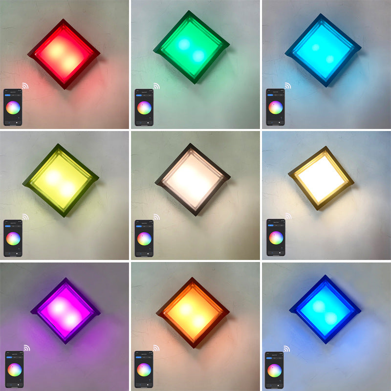 Lampe murale LED à gradation avec application en aluminium rhombique pour extérieur intelligente 