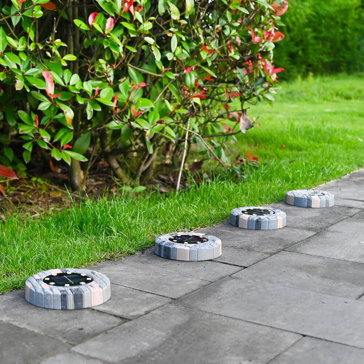 Modern Minimalist Solar Outdoor Round Resin Brick LED Garden Ground Insert Decorative Landscape Light For Outdoor
