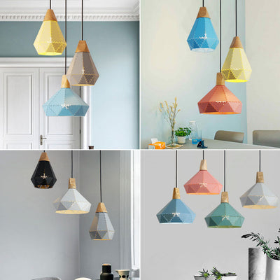 Nordic Geometry Macaron Solid Color Iron 1-Light Pendant Light