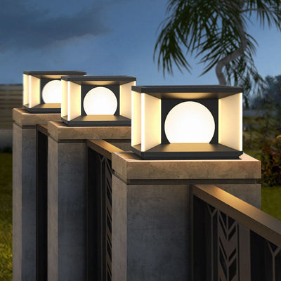 Simple Patio Solar Post Head Light Square LED Outdoor Landscape Light
