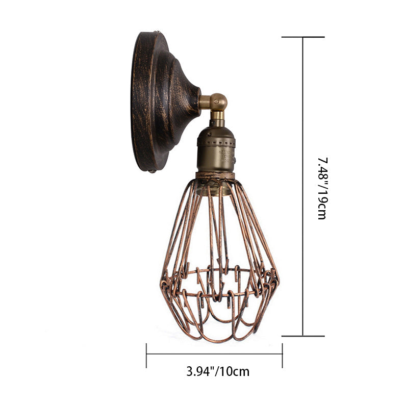 Contemporary Industrial Iron Bronze Round Frame 1-Light Wall Sconce Lamp For Hallway