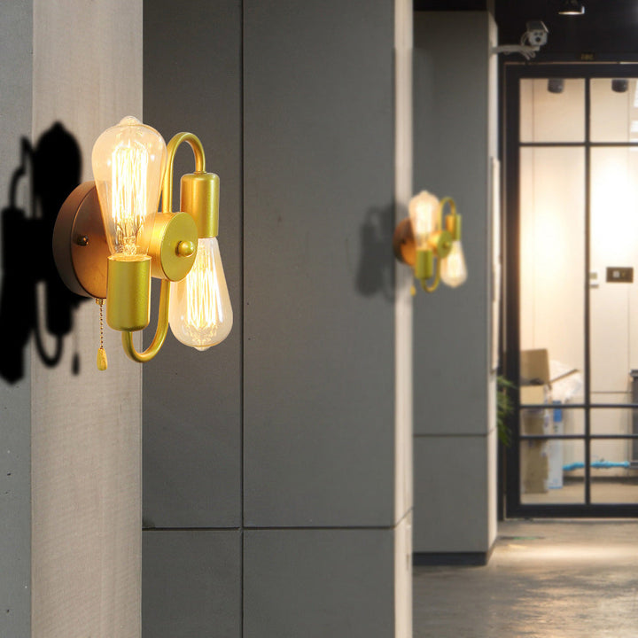Lámpara de Aplique de Pared de 2 Luces Simétrica Creativa de Hierro Industrial Contemporáneo 