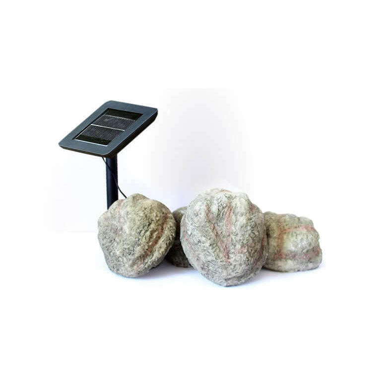 Simulation Stone Shape Resin 4-Light Solar Outdoor Light