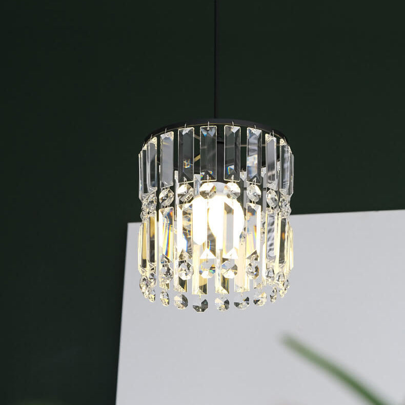 Nordic Light Luxury Crystal Cylinder Dome 1/2/3 Light Chandelier