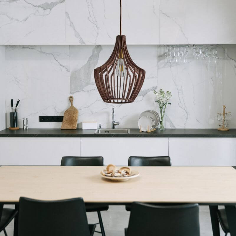 Nordic Vintage Basswood Oval Geometrie 1-Licht Pendelleuchte 